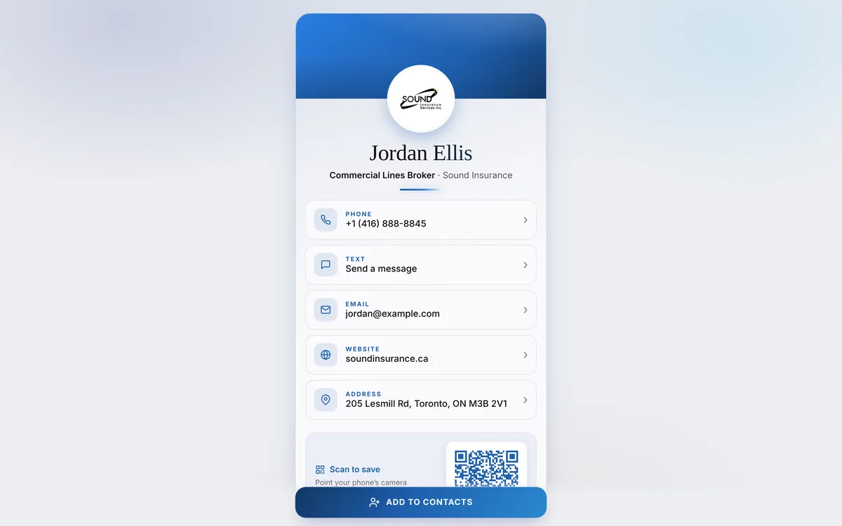 A contact.cards digital business card