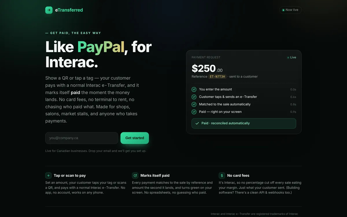 eTransferred homepage