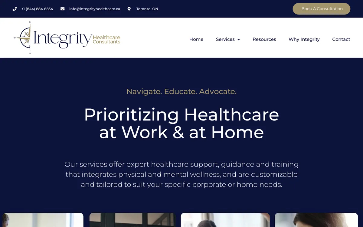 Integrity Healthcare Consultants homepage