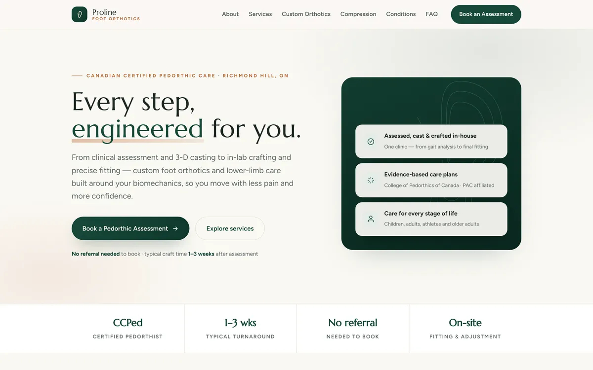 Proline Foot Orthotics homepage