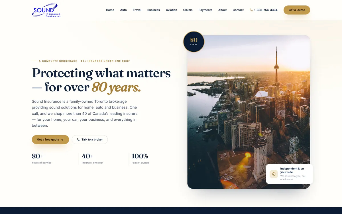 Sound Insurance homepage
